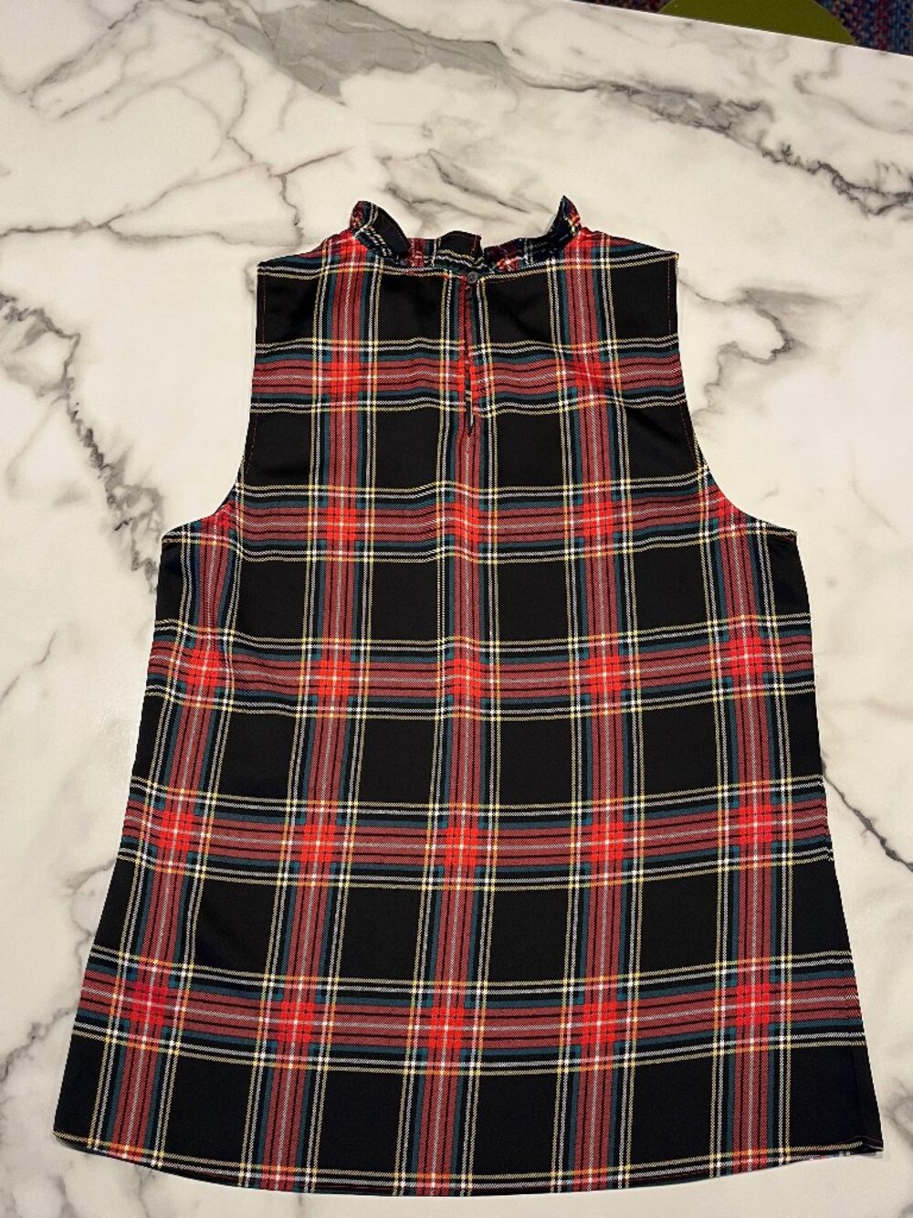 J.Crew Factory Tartan Bow-Neck Top with Ruffles - Medium - Picture 3 of 10